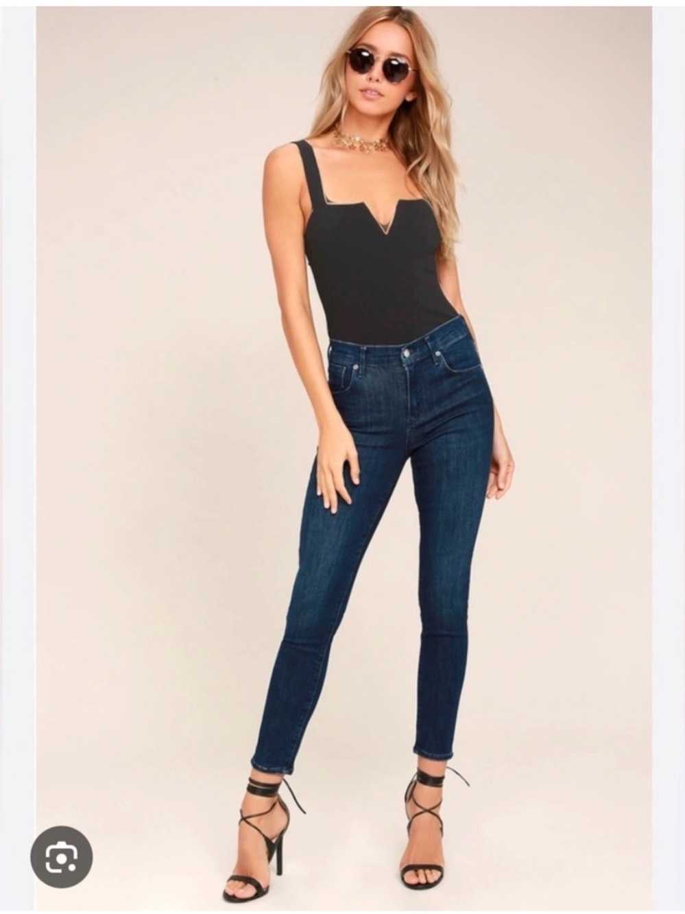 Agolde High Rise Sophie Skinny Jeans Vacant Indigo Dark Blue Stretch Denim